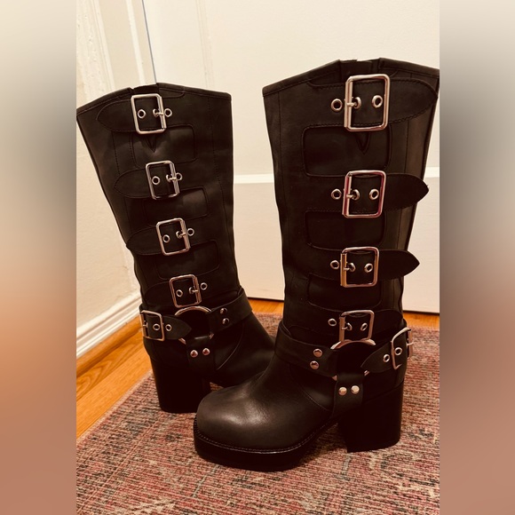 Free People Buckle Moto Boots size 7 - Picture 1 of 9